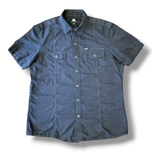 Rock & Republic Men's Size Large Dark Gray Button Up Casual Shirt Zipper Pocket